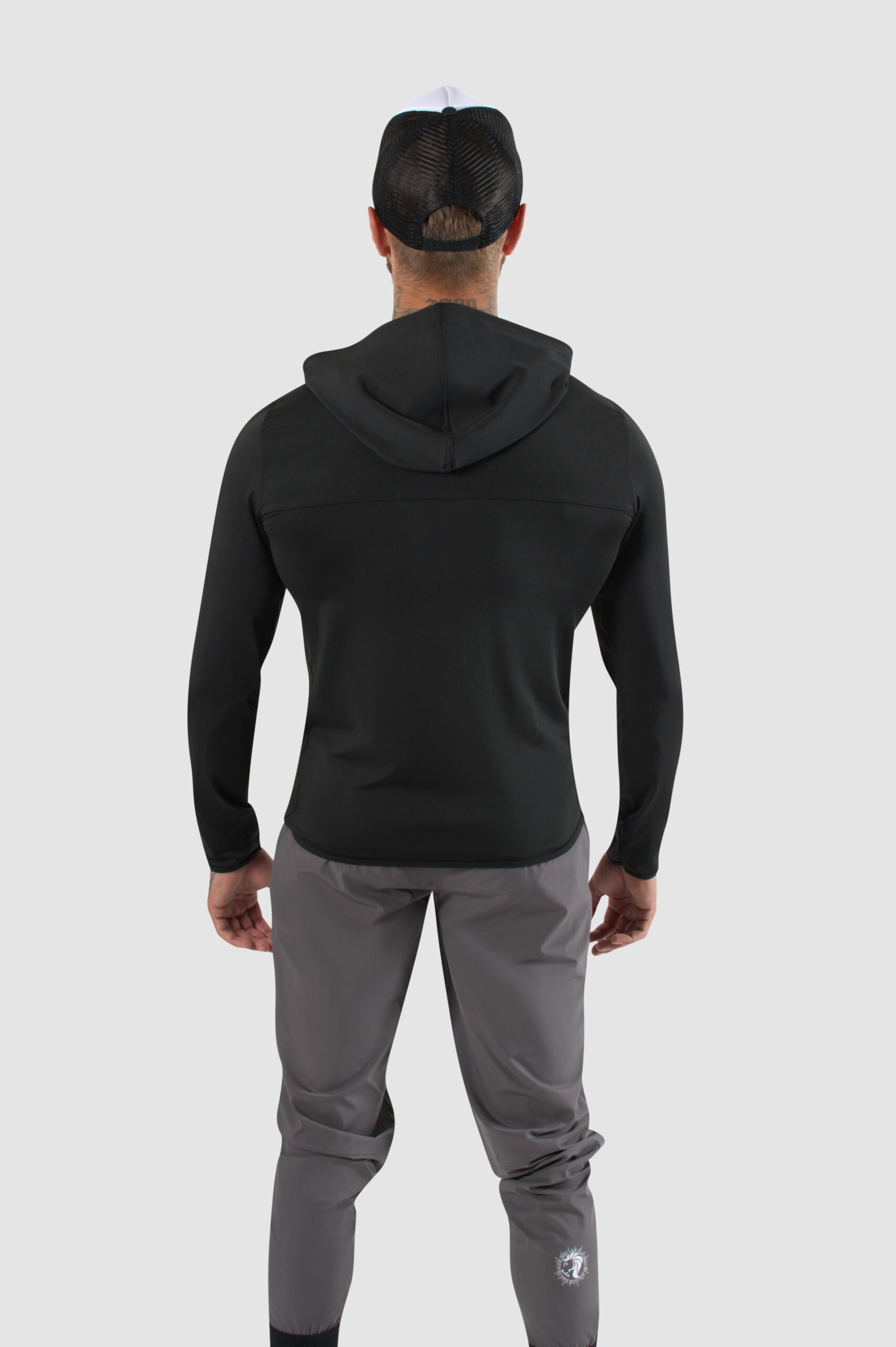 Heren sportvest met rits in zwart en grijs van EthicsGymWear