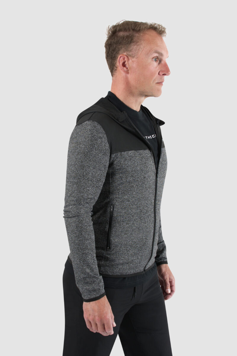 Heren sportvest met rits in zwart en grijs van EthicsGymWear